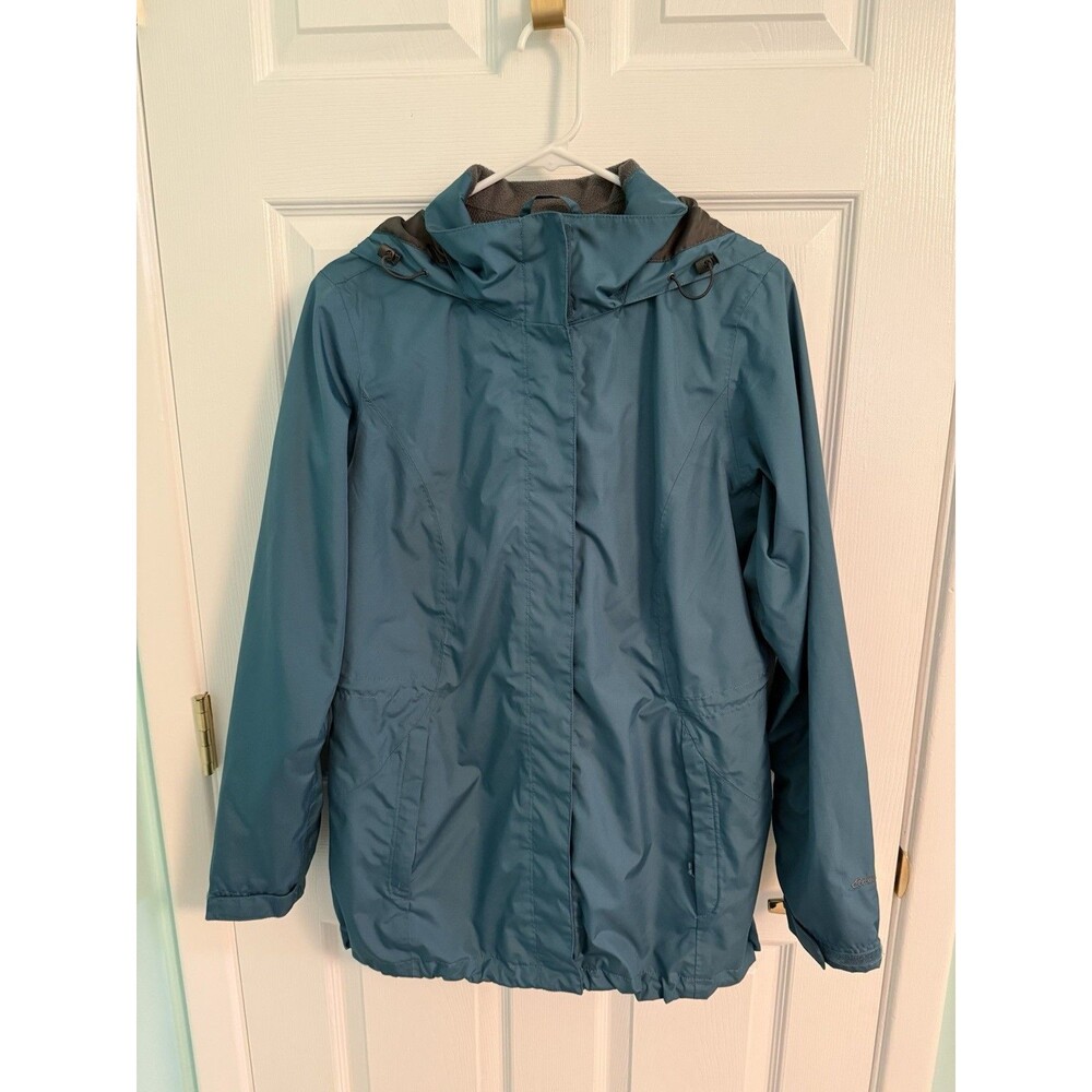 Women’s Eddie Bauer Hooded Teal Jacket Size Medium Windbreaker